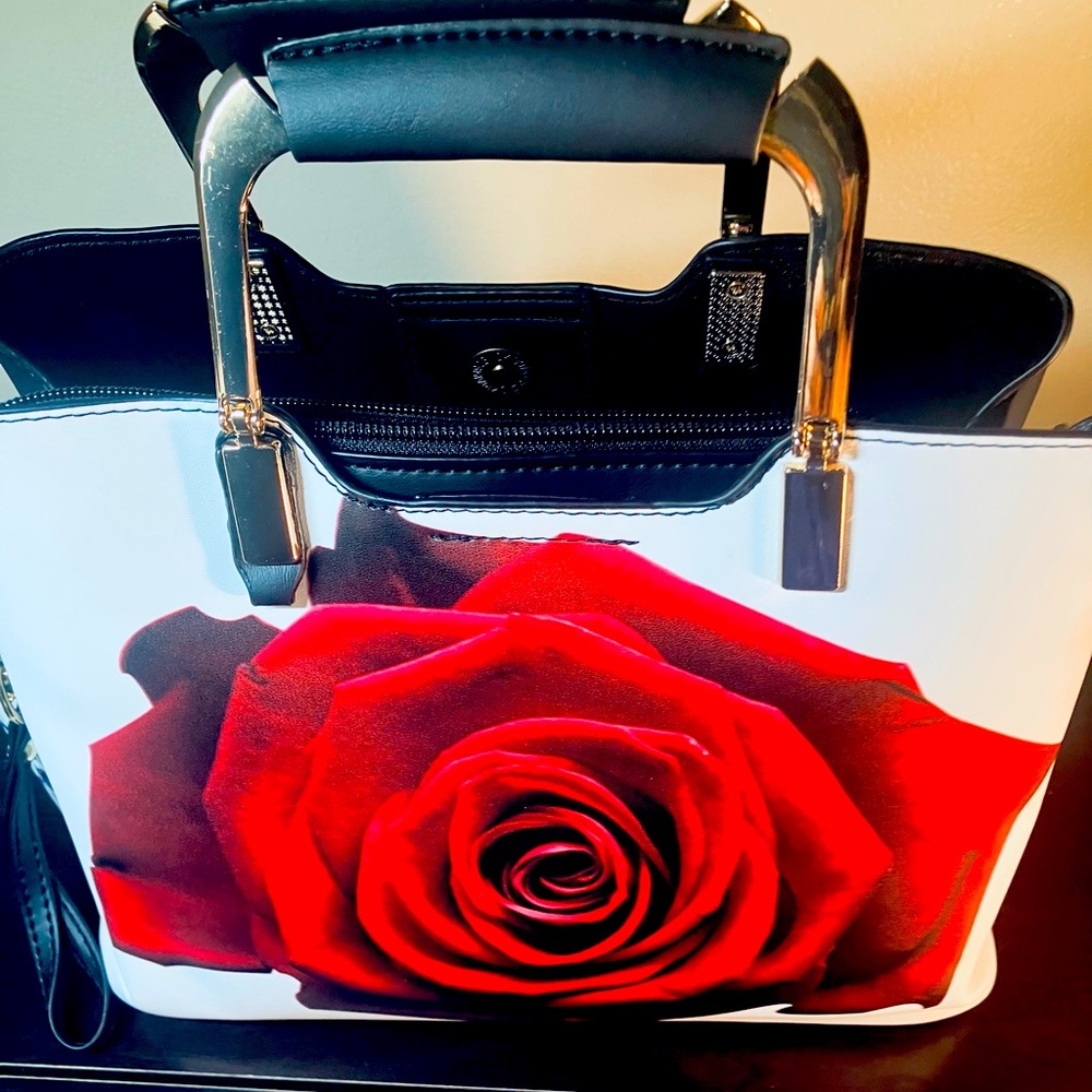 COPY - Rose Flower Print Satchel Purse